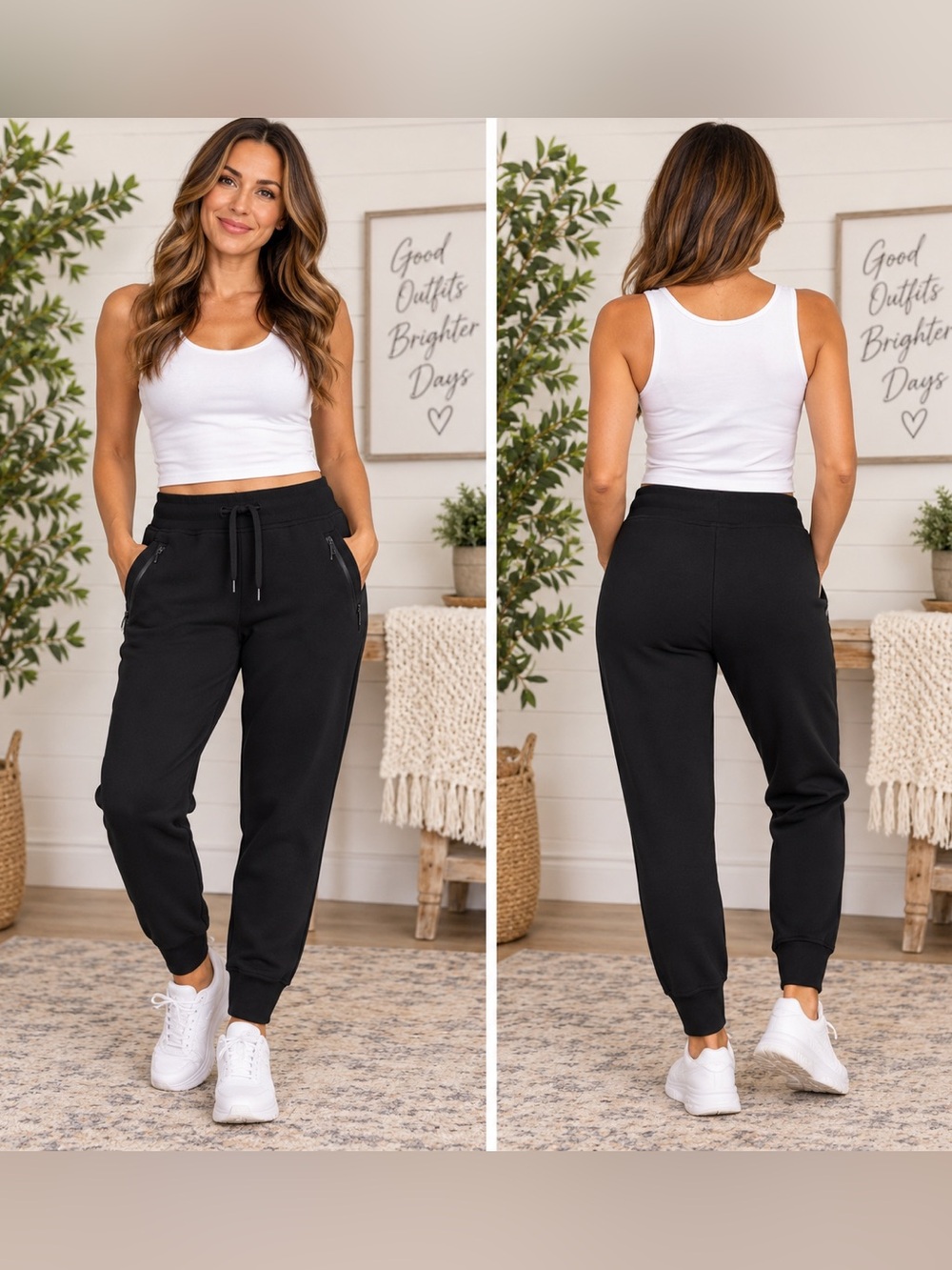 NWT Kirkland Signature Women’s Black Active Joggers Zip Pockets - Medium